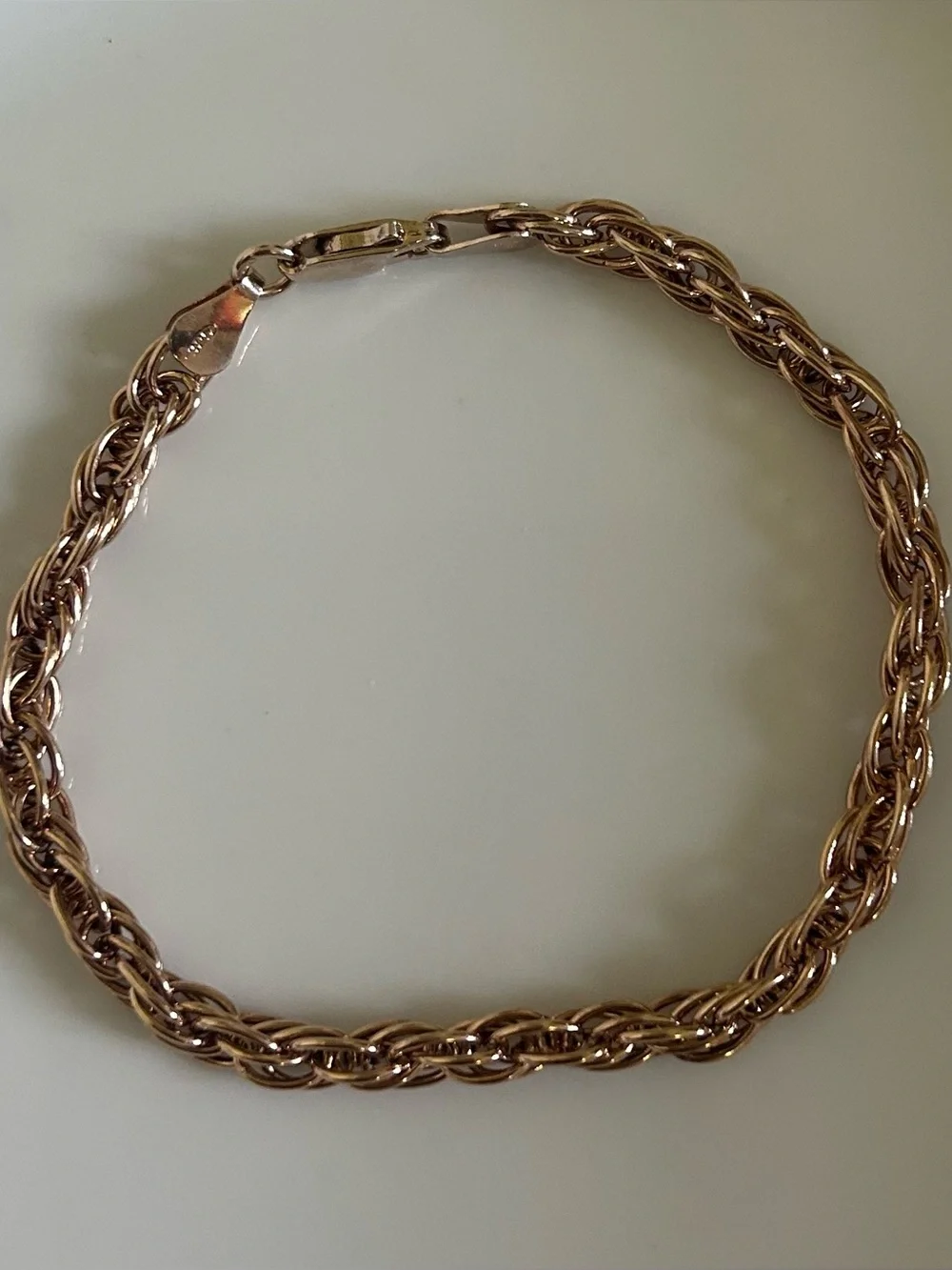 Sterling Silver/Bright Gold Electroplated Rope Chain Bracelet